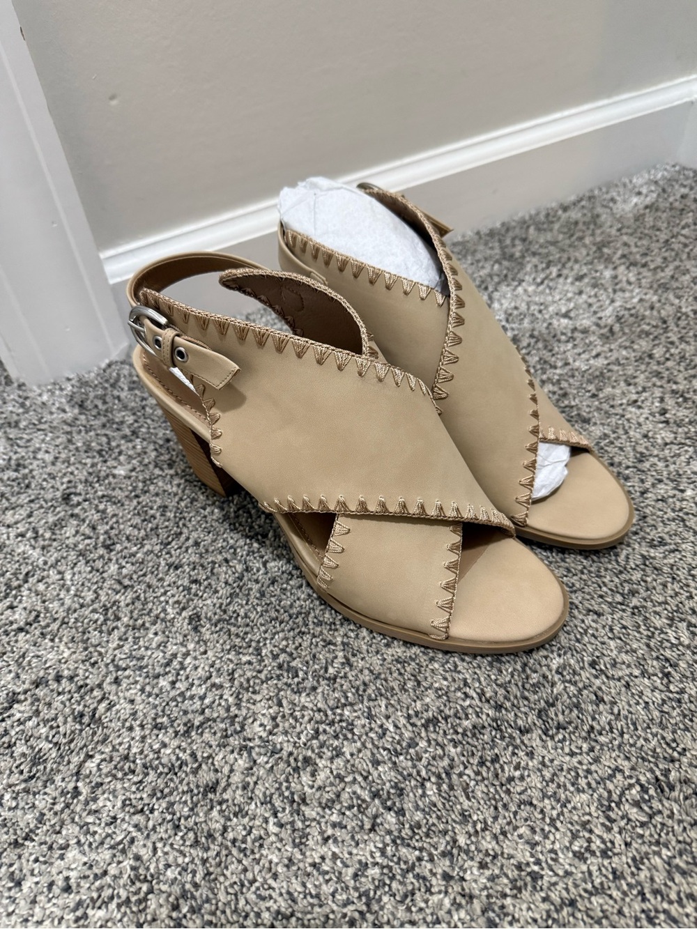 Dolce Vita Beige Crisscross Slingback Heels